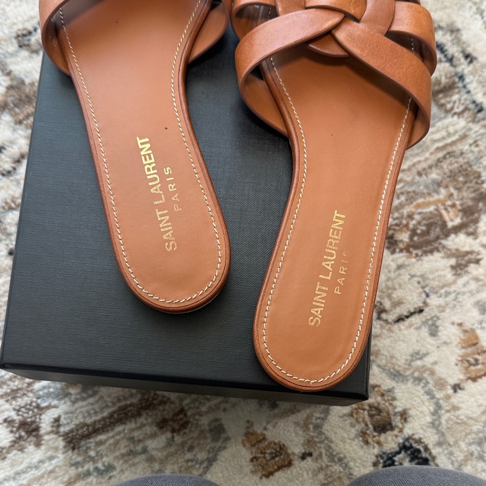 Saint Laurent Tan Leather Sandals - Picture 5 of 6